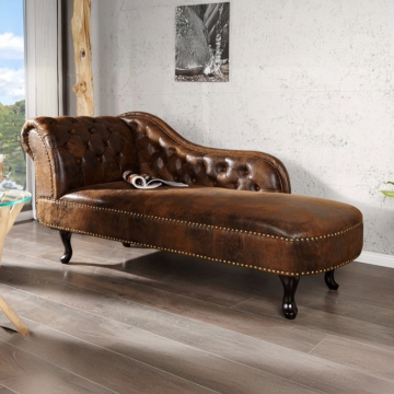 Chaise Longue Recamiere Chesterfield Bruin 170cm - 21628