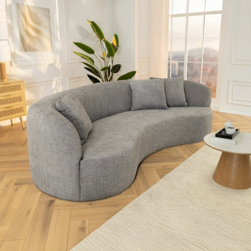 Moderne Bank Atelier 230cm Grijs Bouclé 3-Zitsbank Inclusief Kussens - 46545