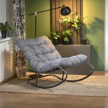 Schommelstoel Fauteuil Gatto Zwart/Grijs Stof Indoor & Outdoor Relax Stoel
