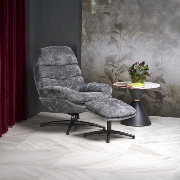 Moderne Lounge Fauteuil Dario Grijs Met Voetensteun