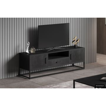 TV-meubel Madeira Zwart 160cm Massief Mango Hout - RF2160-2
