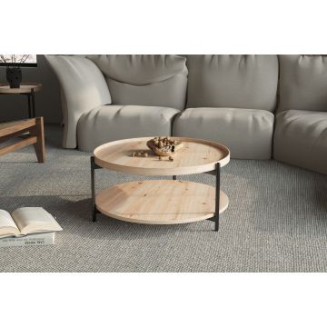 Natuurlijke Salontafel Dalina 80cm Eiken Hout Metaal frame - RD3087-2