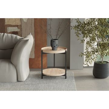 Natuurlijke Salontafel Dalina 45cm Eiken Hout Metaal Frame - RD3088-2