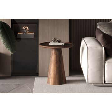 Bijzettafel Jules 45x50cm Rond Lichtbruin Massief Mangohout - RF3328-1