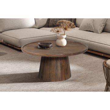 Salontafel Jules 80x30cm Rond Lichtbruin Massief Mangohout - RF3330-1