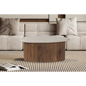 Salontafel Louis 90cm Mango Hout Met Beige Steen - RD3403