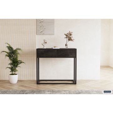 Sidetable Madeira Zwart 90cm Massief Mango Hout - RD3926-2