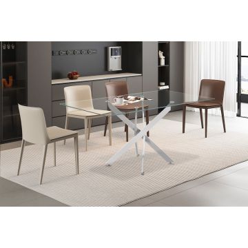 Eettafel Lasi 160cm Glas Chrome Metaal Frame - RF50116