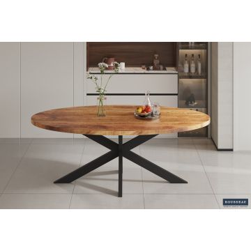 Ovale Eettafel met X poot Alexa 200cm Massief Mango Hout - RF51530-1