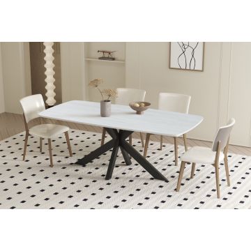 Eettafel Apollo 180cm Deens Ovaal Steen Grijs Metaal Frame - RF51928-7