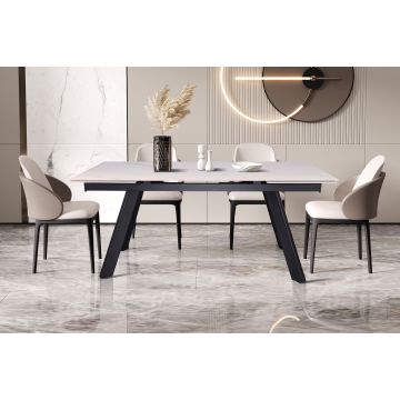 Uitschuifbare Eettafel Hera 160-240cm Rechthoekig Steen Wit RF51936-1