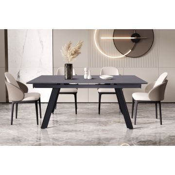 Uitschuifbare Eettafel Hera 160-240cm Rechthoekig Steen Zwart RF51936-2
