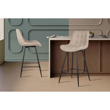 Barkruk Ariba Beige Stof Metaal Zwart - RD5630-1