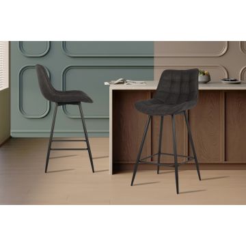 Barkruk Ariba Donkergrijs Stof Metaal Zwart - RD5630-3