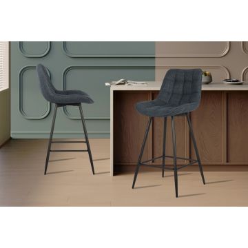 Barkruk Ariba Donkerblauw Stof Metaal Zwart - RD5630-6