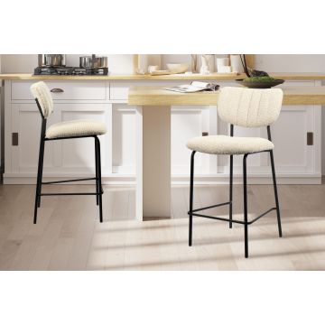 Barkruk Antura Beige Stof Metaal Frame - RD5635-2