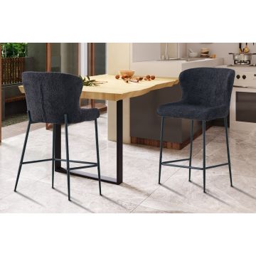 Barkruk Lisa Donkergrijs Bouclé - RF5640-6