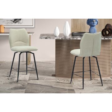 Draaibare Barkruk Lara Beige Stof Metaal Frame - RF5645-1