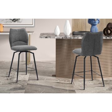 Draaibare Barkruk Lara Grijs Stof Metaal Frame - RF5645-3