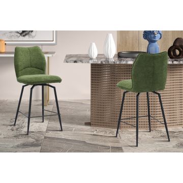 Draaibare Barkruk Lara Groen Stof Metaal Frame - RF5645-4