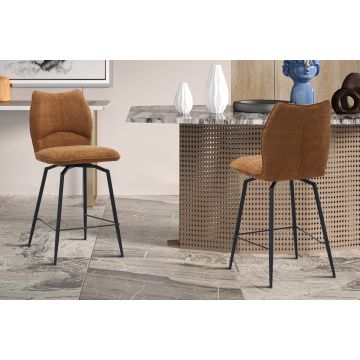 Draaibare Barkruk Lara Roest Geel Stof Metaal Frame - RF5645-5