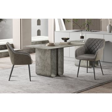 Eetkamerstoel Peron Grijs Leer Met Armleuningen - RF9012-1