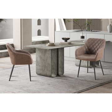 Eetkamerstoel Peron Bruin Leer Met Armeluningen - RF9012-3