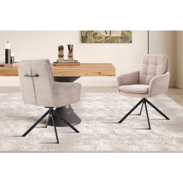 Draaibare Eetkamerstoel Luna Zand Stof Met Armeluningen - RF9190-13
