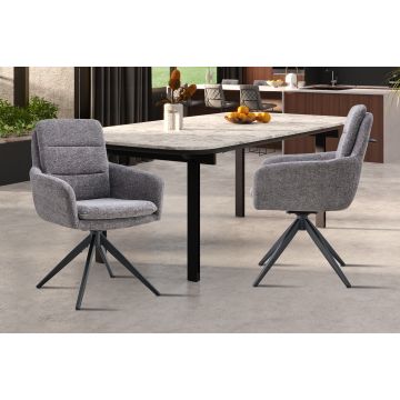 Draaibare Eetkamerstoel Lisold Donkergrijs Stof Metaal Frame - RF9195-3