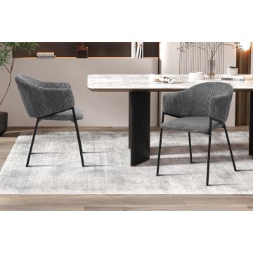 Eetkamerstoel Hugo Donkergrijs Stof Met Armeluningen - RD9205-13