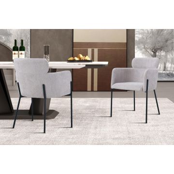 Moderne Eetkamerstoel Naomi Beige Stof Met Armleuningen - RF9220-1
