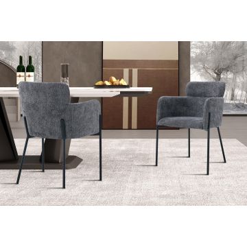 Moderne Eetkamerstoel Naomi Grijs Stof Met Armleuningen RF9220-3