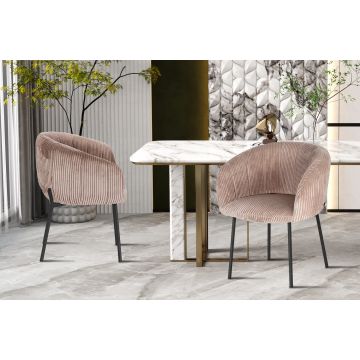 Moderne Eetkamerstoel Sevilla Zand Corduroy Metaal Frame - RF9455-12