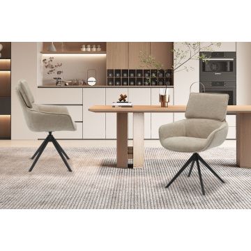 Draaibare Eetkamerstoel Arasa Lichtgrijs Stof Metaal Frame - RF9485-3