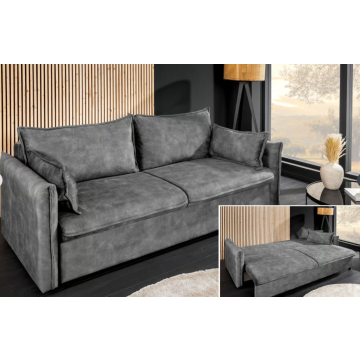 Slaapbank 3-zits Apartment Grijs Fluweel met Bedbox - 47133