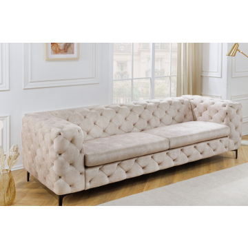 Chesterfield Bank 3-Zits Modern Barock Champagne Fluweel - 6542641