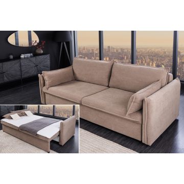 XXL Slaapbank Apartement Taupe Corduroy Inclusief Bedbox en Kussens - 44502