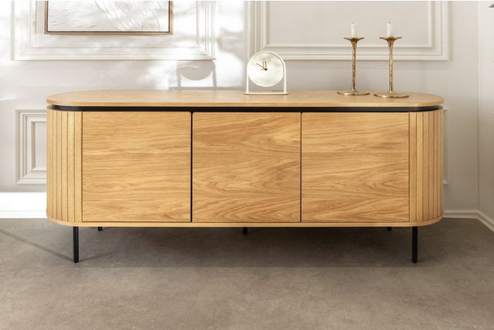 Modern Dressoir Atelier Eikenhoutlook 160cm met Zwarte Metalen Poten
