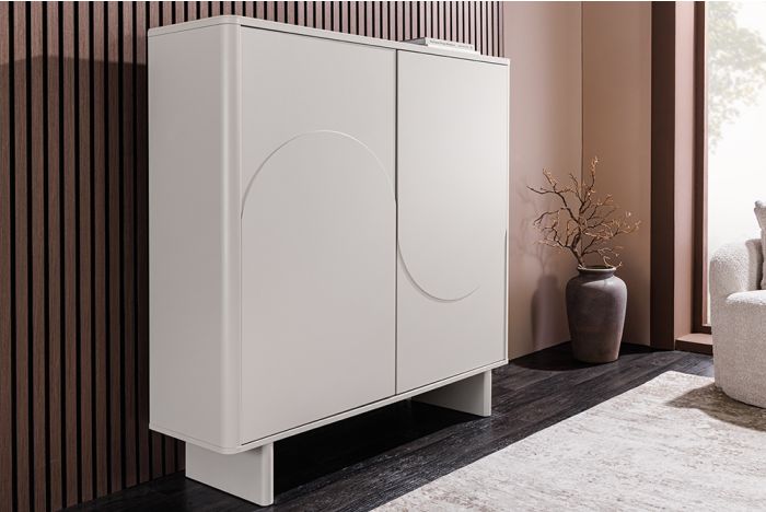 Design Highboard Savoy Wit Marmerlook 130cm Keramiek met 3D-Front
