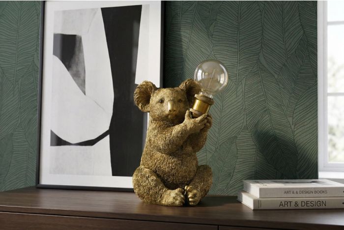 Handgemaakte Tafellamp Koala Goud Sculptuur 34cm