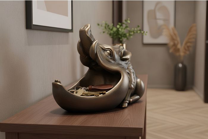 Handgemaakt Decoratief Beeld Warthog Brons 30cm met Opbergvak