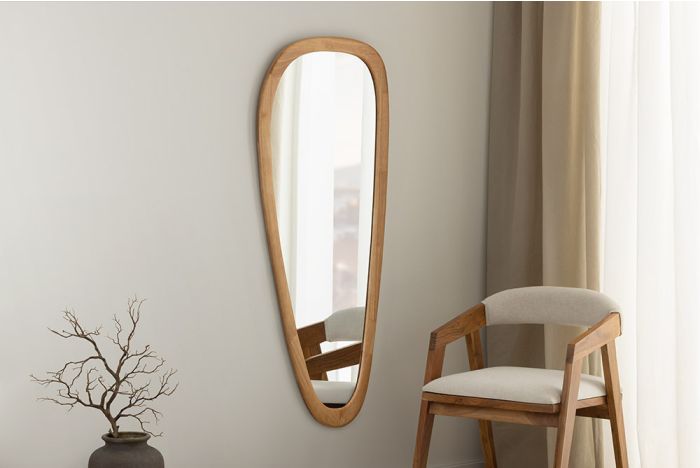 Massief Houten Wandspiegel Organic Eikenhoutlook 165cm
