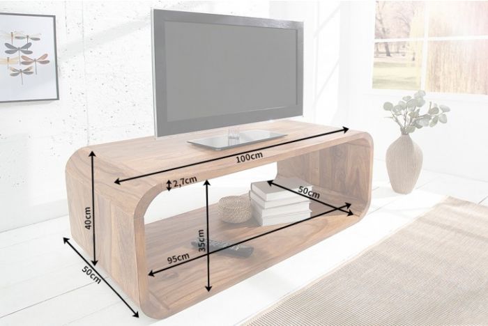 FineBuy Koffietafel Massif Sheesham-Hout en Metaal 85x55x40 cm Salontafel | Tafel Woonkamer Rechthoekig | Woonkamertafel Industrieel met Opbergruimte | Lage Bijzettafel