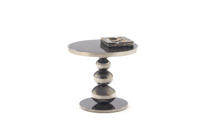 Ronde Bijzettafel Carla Zwart Glas Ø40cm