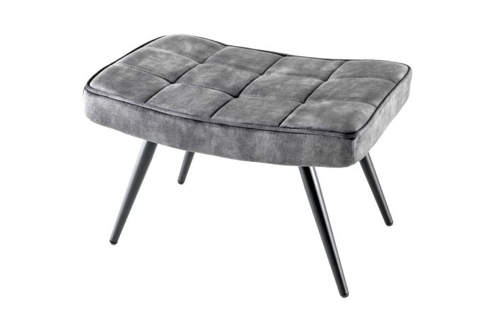 vidaXL Kruk met houten poten stof donkergrijs, voetenbank, kruk met houten poten, voetenbankje, voetensteun, poef, voetenbankje met houten poten
