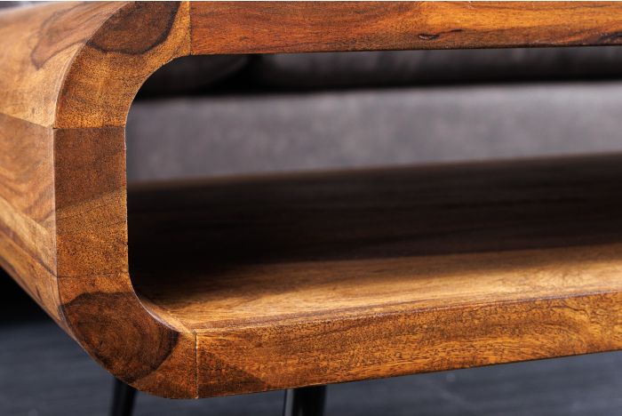 FineBuy Koffietafel Massief Sheesham-Hout en Metaal 45 x